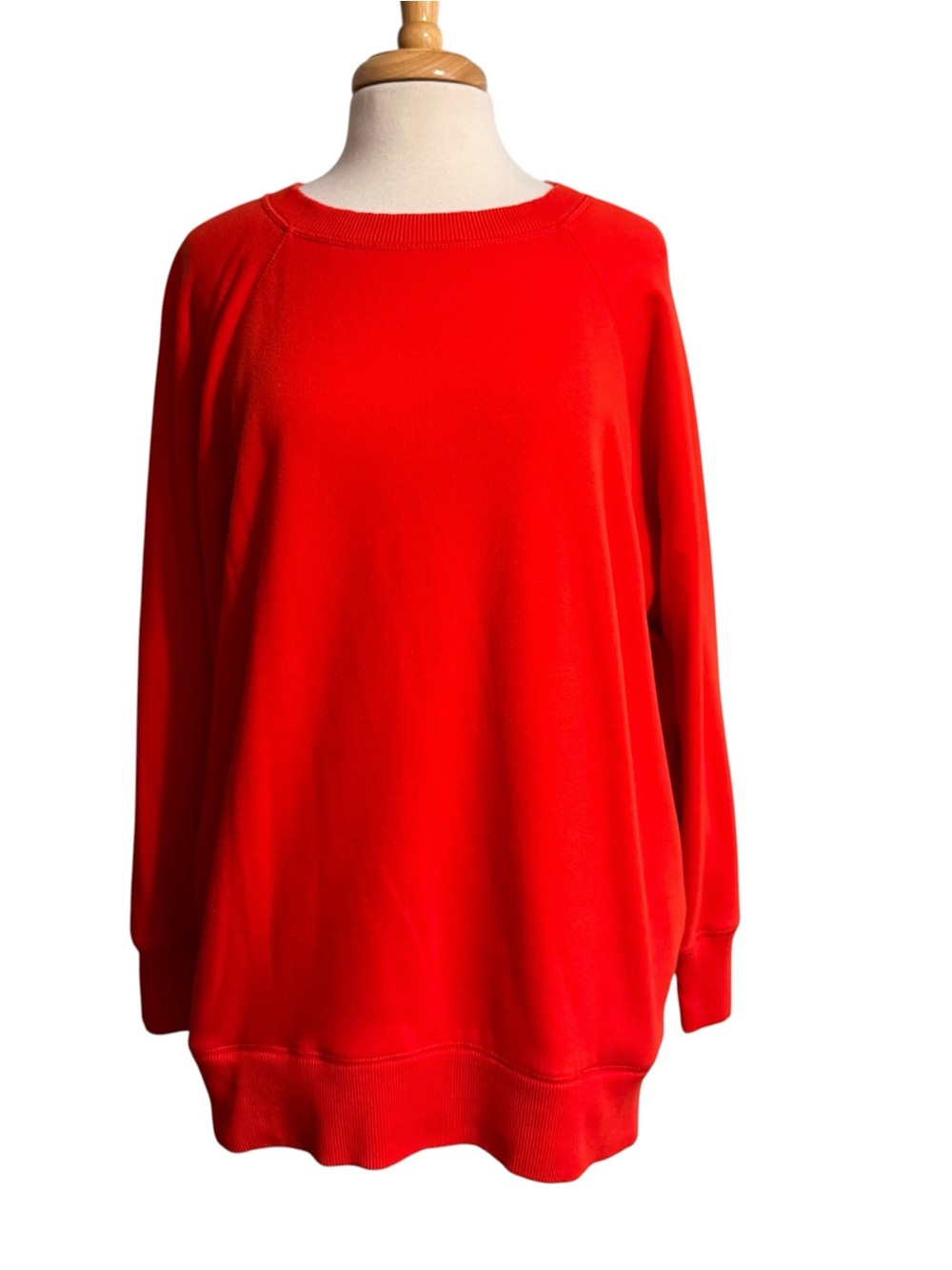 Aerie Bright Red Crewneck Oversized Sweatshirt with Pockets size Medium